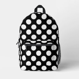 Schwarz-Weiß-Polka-Punkte, Polka-Dot-Muster Bedruckter Rucksack
