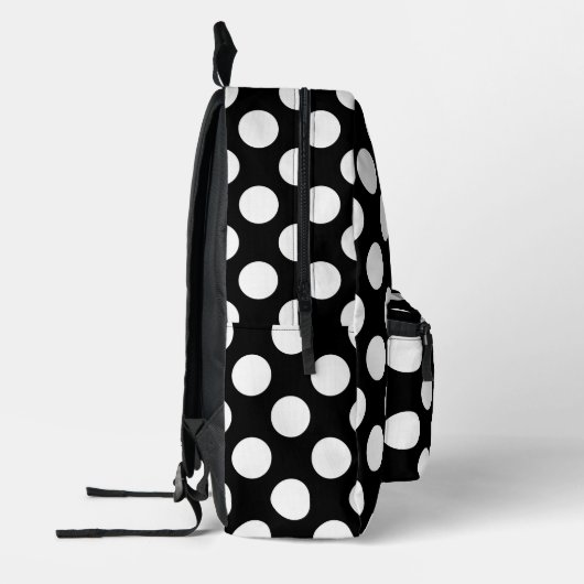 Schwarz-Weiß-Polka-Punkte, Polka-Dot-Muster Bedruckter Rucksack (Links)