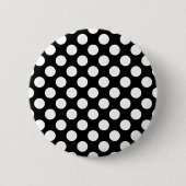Schwarz-Weiß-Polka-Punkte, Polka-Dot-Muster Button (Vorderseite)