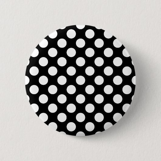 Schwarz-Weiß-Polka-Punkte, Polka-Dot-Muster Button (Vorderseite)