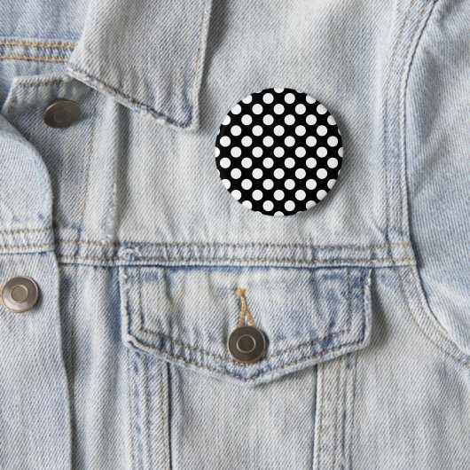 Schwarz-Weiß-Polka-Punkte, Polka-Dot-Muster Button (Beispiel)