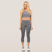 Schwarz-Weiß-Polka-Punkte, Polka-Dot-Muster Capri Leggings (Vorderseite)