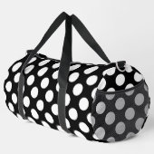 Schwarz-Weiß-Polka-Punkte, Polka-Dot-Muster Duffle Bag (Rechte Ecke)
