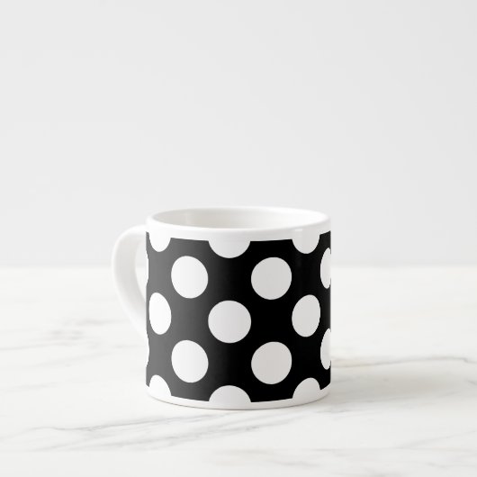 Schwarz-Weiß-Polka-Punkte, Polka-Dot-Muster Espressotasse (Vorderseite Links)