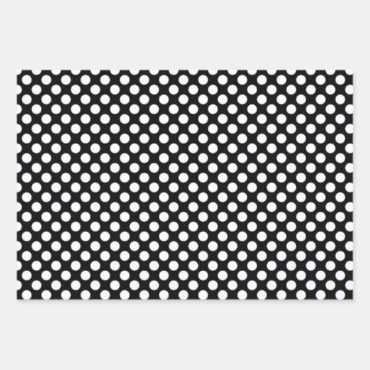 Schwarz-Weiß-Polka-Punkte, Polka-Dot-Muster Geschenkpapier Set (Vorderseite)