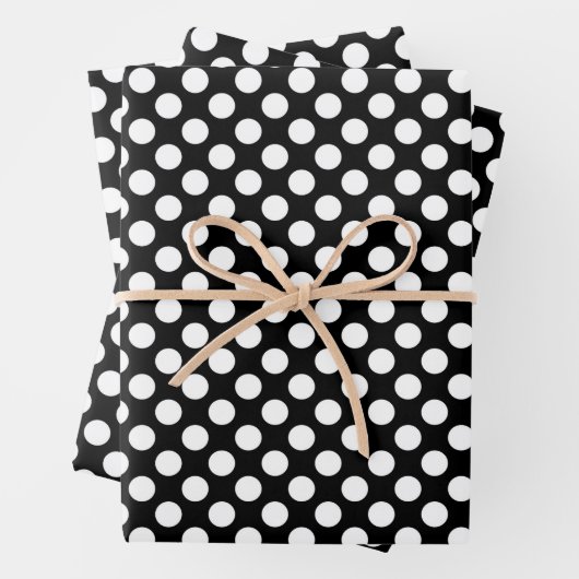 Schwarz-Weiß-Polka-Punkte, Polka-Dot-Muster Geschenkpapier Set (Beispiel)