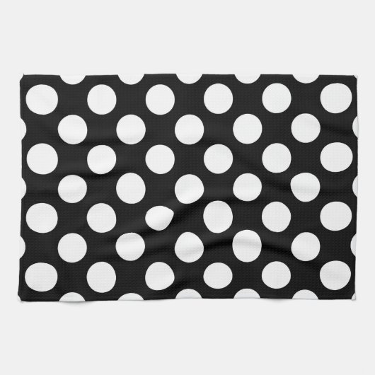 Schwarz-Weiß-Polka-Punkte, Polka-Dot-Muster Geschirrtuch (Horizontal)