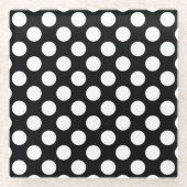 Schwarz-Weiß-Polka-Punkte, Polka-Dot-Muster Glasuntersetzer (Vorderseite)