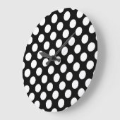 Schwarz-Weiß-Polka-Punkte, Polka-Dot-Muster Große Wanduhr (Winkel)