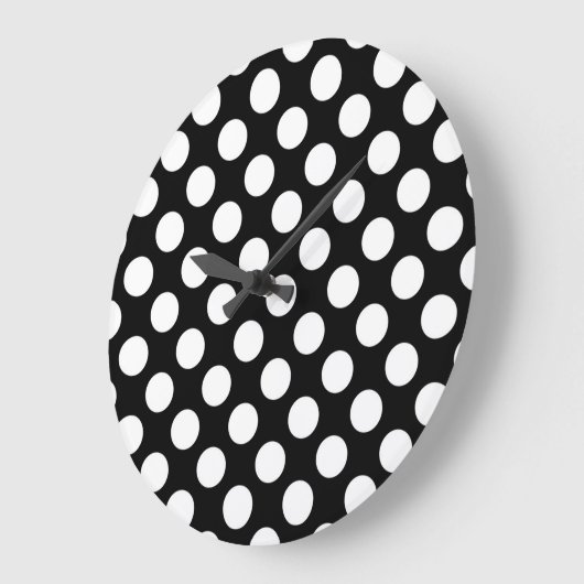 Schwarz-Weiß-Polka-Punkte, Polka-Dot-Muster Große Wanduhr (Winkel)