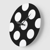 Schwarz-Weiß-Polka-Punkte, Polka-Dot-Muster Große Wanduhr (Winkel)