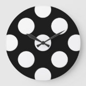 Schwarz-Weiß-Polka-Punkte, Polka-Dot-Muster Große Wanduhr (Vorderseite)