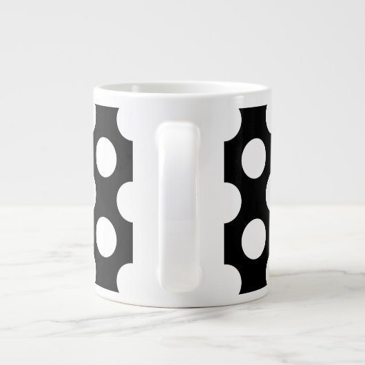 Schwarz-Weiß-Polka-Punkte, Polka-Dot-Muster Jumbo-Tasse (Rückseite)