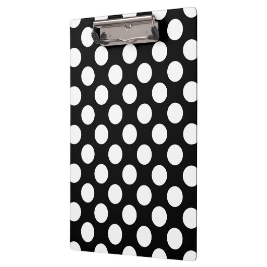 Schwarz-Weiß-Polka-Punkte, Polka-Dot-Muster Klemmbrett (Links)