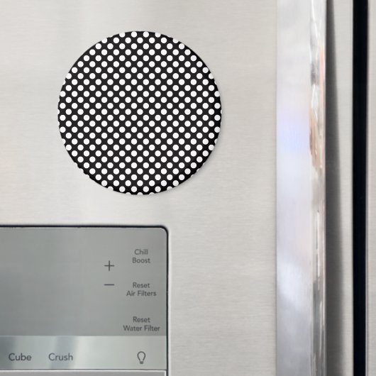 Schwarz-Weiß-Polka-Punkte, Polka-Dot-Muster Magnet (In Situ (Kühlschrank))