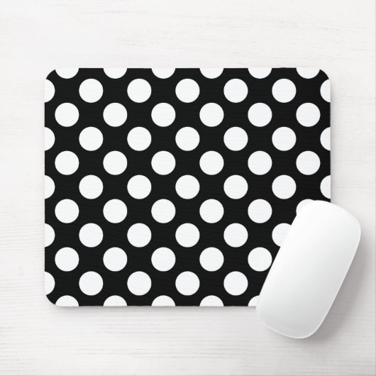 Schwarz-Weiß-Polka-Punkte, Polka-Dot-Muster Mousepad (Mit Mouse)