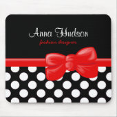 Schwarz-Weiß-Polka-Punkte, Polka-Dot-Muster Mousepad (Vorne)