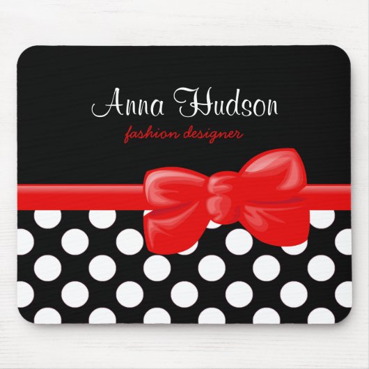 Schwarz-Weiß-Polka-Punkte, Polka-Dot-Muster Mousepad (Vorne)