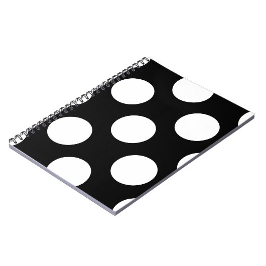 Schwarz-Weiß-Polka-Punkte, Polka-Dot-Muster Notizblock (Linke Seite)