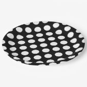 Schwarz-Weiß-Polka-Punkte, Polka-Dot-Muster Pappteller (Schrägansicht)