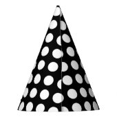Schwarz-Weiß-Polka-Punkte, Polka-Dot-Muster Partyhütchen (Rückseite)