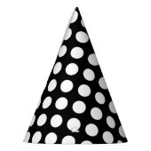 Schwarz-Weiß-Polka-Punkte, Polka-Dot-Muster Partyhütchen (Links)