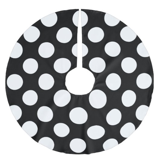 Schwarz-Weiß-Polka-Punkte, Polka-Dot-Muster Polyester Weihnachtsbaumdecke (Vorderseite)