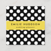 Schwarz-Weiß-Polka-Punkte, Polka-Dot-Muster Quadratische Visitenkarte (Vorderseite)