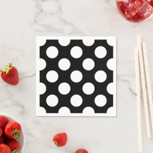 Schwarz-Weiß-Polka-Punkte, Polka-Dot-Muster Serviette