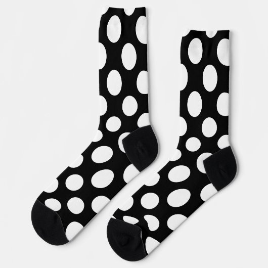 Schwarz-Weiß-Polka-Punkte, Polka-Dot-Muster Socken (Linkes Detail)