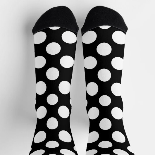 Schwarz-Weiß-Polka-Punkte, Polka-Dot-Muster Socken (Oben)