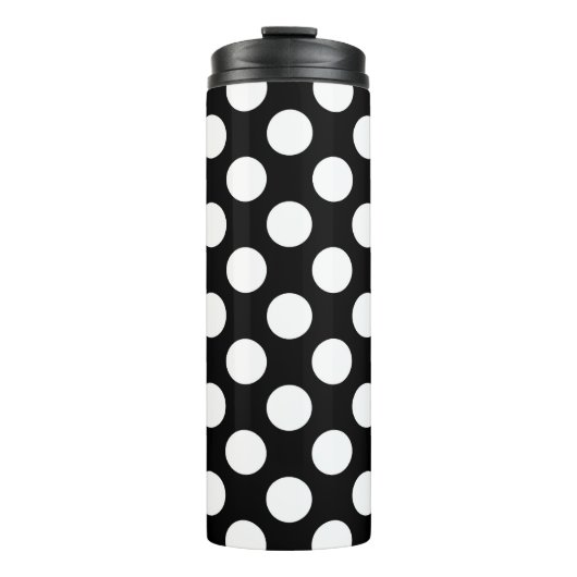 Schwarz-Weiß-Polka-Punkte, Polka-Dot-Muster Thermosbecher (Vorderseite)