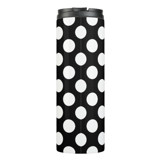 Schwarz-Weiß-Polka-Punkte, Polka-Dot-Muster Thermosbecher (Rückseite)