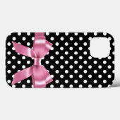 Schwarz-Weiß-Polka-Punkte - rosa Bug Case-Mate iPhone Hülle (Rückseite (Horizontal))