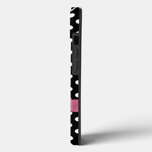 Schwarz-Weiß-Polka-Punkte - rosa Bug Case-Mate iPhone Hülle (Rückseite / Links)