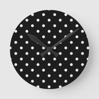 Schwarz-Weiß-Polka-Punkte Runde Wanduhr