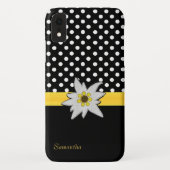 Schwarz-Weiß-Polka-Punkte und Edelweiß Case-Mate iPhone Hülle (Rückseite)