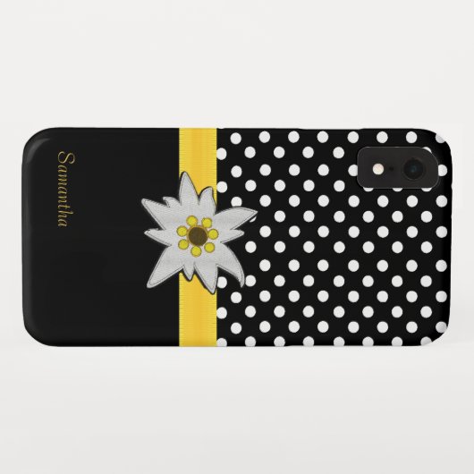 Schwarz-Weiß-Polka-Punkte und Edelweiß Case-Mate iPhone Hülle (Rückseite (Horizontal))