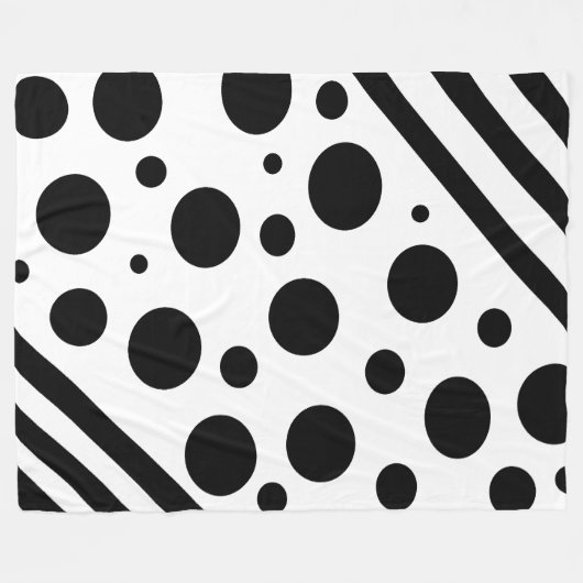 Schwarz-Weiß-Polka-Punkte und Streifen Blanket Fleecedecke (Vorderseite (Horizontal))