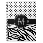 Schwarz-Weiß-Polka-Punkte und Zebra-Print Notizblock (Vorderseite)
