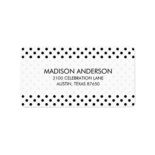 Schwarz-Weiß-Polka-Punktmuster Adressaufkleber (Vorne)