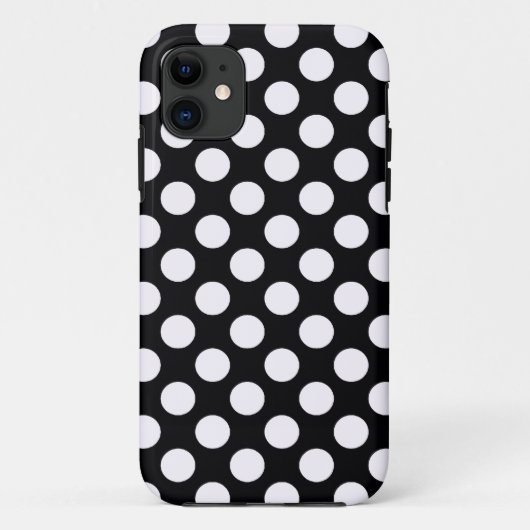 Schwarz-Weiß-Polka-Punktmuster Case-Mate iPhone Hülle (Rückseite)