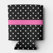 Schwarz-Weiß-Polka-Punktmuster Dosenkühler (Rückseite)