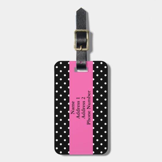 Schwarz-Weiß-Polka-Punktmuster Gepäckanhänger (Vorderseite vertikal)