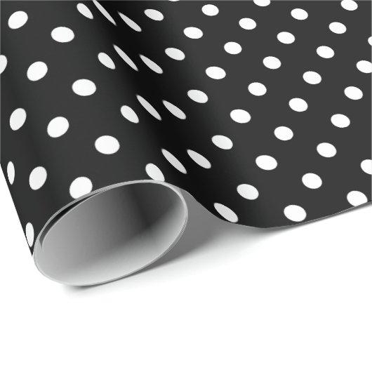 Schwarz-Weiß-Polka-Punktmuster Geschenkpapier (Rolleneckpunkt)