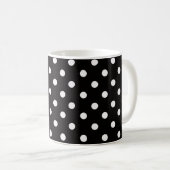 Schwarz-Weiß-Polka-Punktmuster Kaffeetasse (VorderseiteRechts)