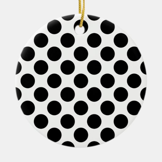 Schwarz-Weiß-Polka-Punktmuster Keramik Ornament (Vorne)