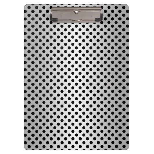 Schwarz-Weiß-Polka-Punktmuster Klemmbrett (Vorderseite)