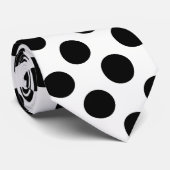 Schwarz-Weiß-Polka-Punktmuster Krawatte (Gerollt)