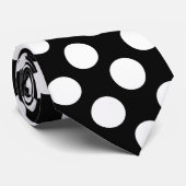 Schwarz-Weiß-Polka-Punktmuster Krawatte (Gerollt)